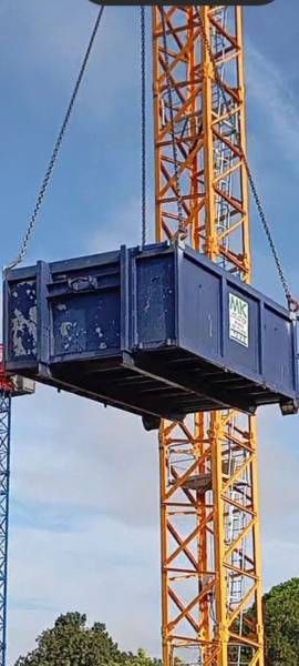 Location benne 7m3 DIB avec accrochage et décrochage sur grue de chantier à Marseille, Aubagne, La Ciotat, Aix en Provence